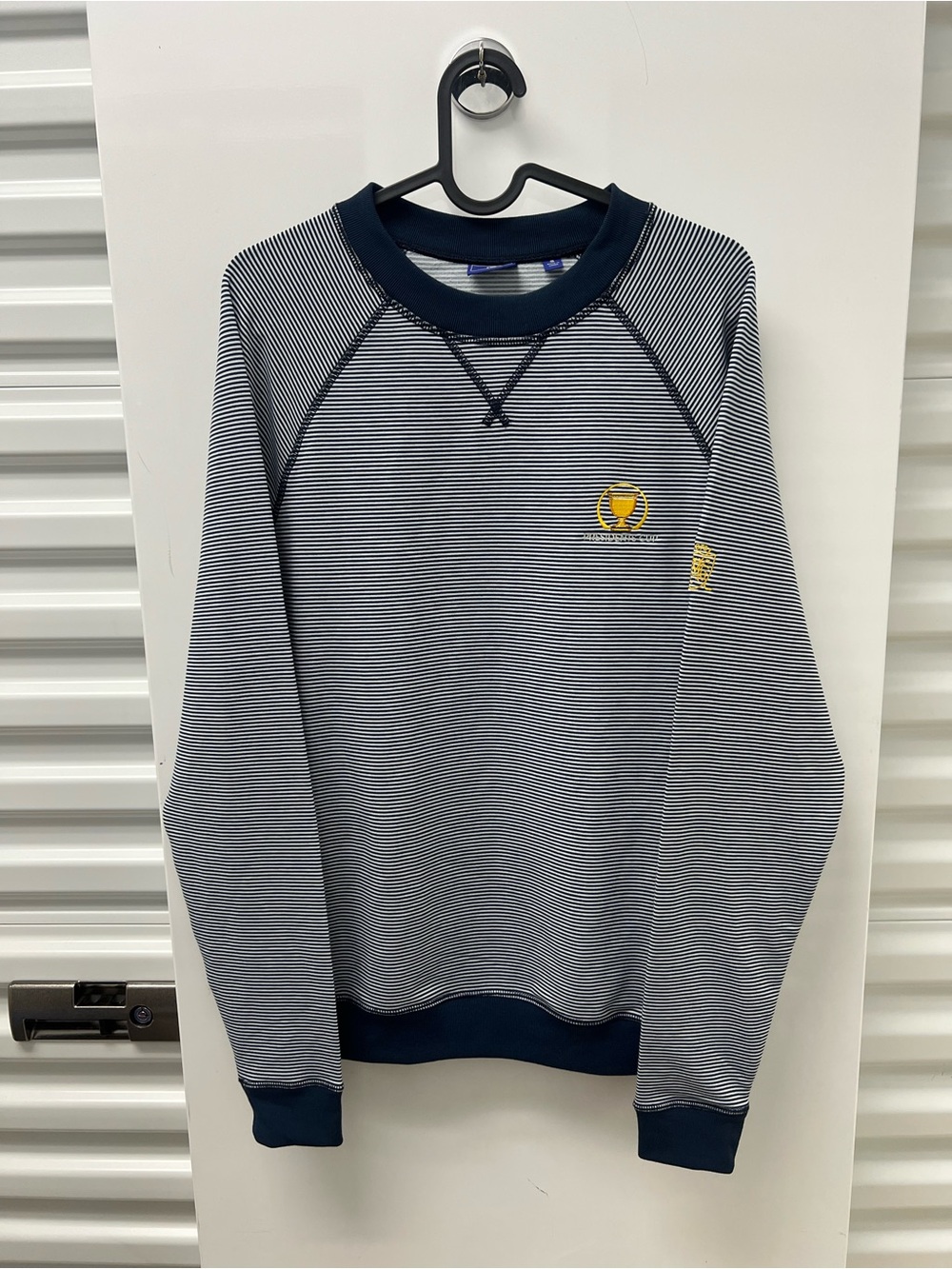 FootJoy Presidents Cup Navy & White Striped Crewneck